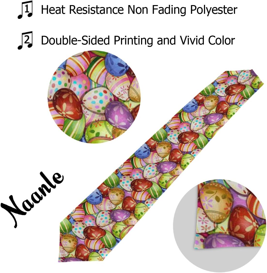 🔥 Naanle Double-Sided Easter Day Colorful Egg Polyester Table Runner 13 x 90 Inches Long Mutilcolor Table Top Decoration