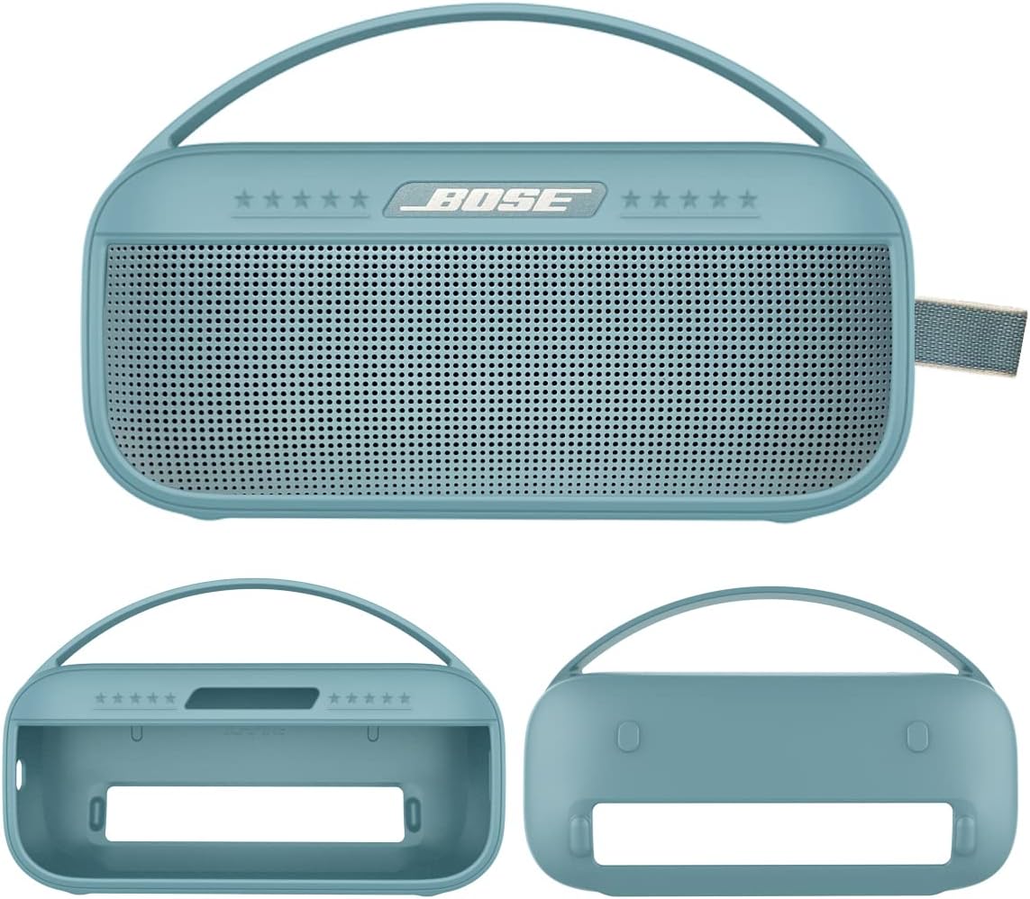 Silicone Cover Case for Bose SoundLink Flex Bluetooth Portable Speaker Protective Skin Sleeve for Bose SoundLink Flex Speaker Accessories (Only Silicone Case) (Stone Blue)