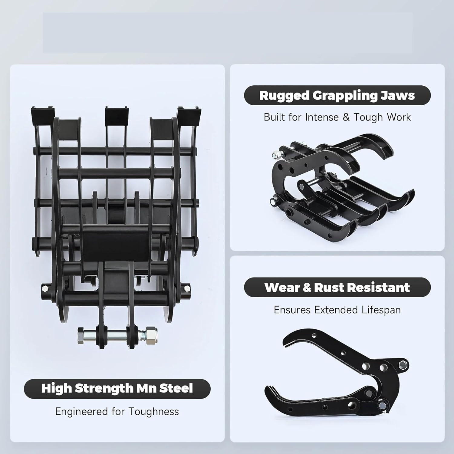 Mini Excavator Grapple Wood Grabber - 1-2 Ton Small Digger Attachment for Grabbing & Piling