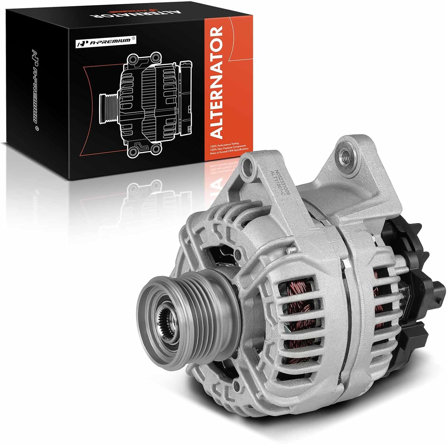 A-Premium Alternator Compatible with Saturn Astra 2009 1.8L, Automatic Transmission, 12V 120A 5-Groove Clutch Pulley Clockwise, Replace# 0124425060, 93188158