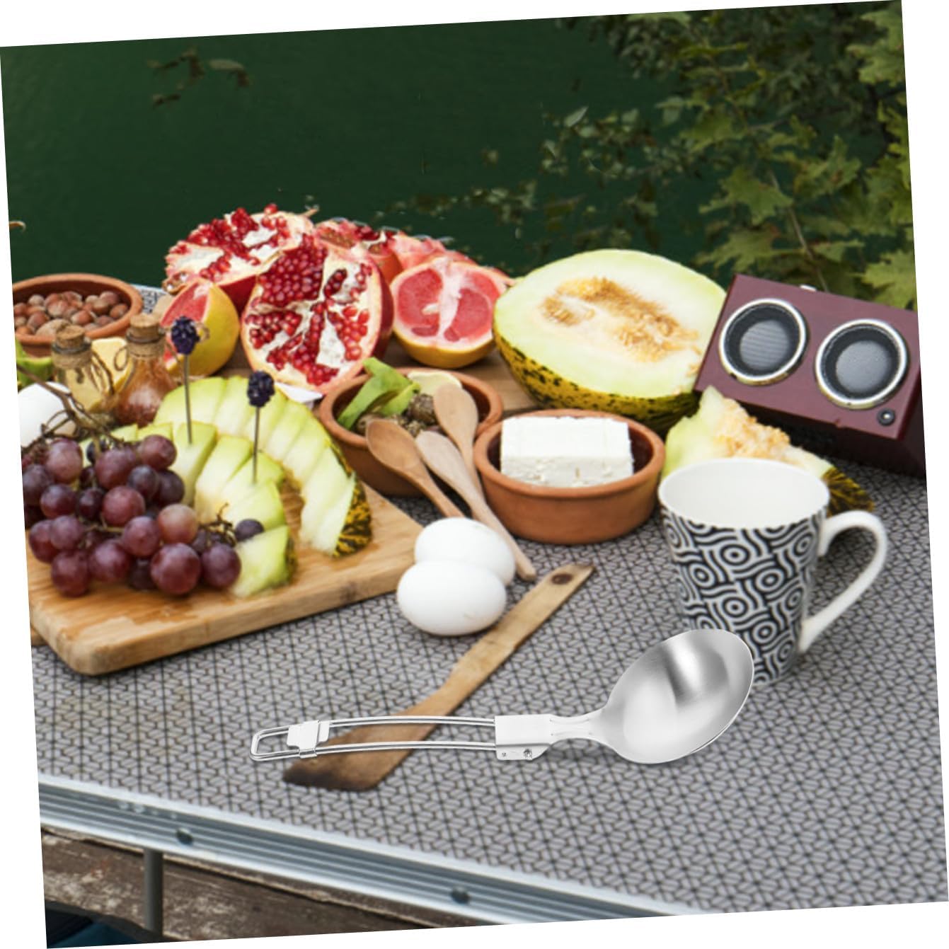 UPKOCH Stainless Steel Folding Spoon for Camping and Hiking Portable Travel Cutlery for Outdoor Cooking and Easy to Clean Folding Utensil Lightweight Dining Spoon for Outdoor Activities