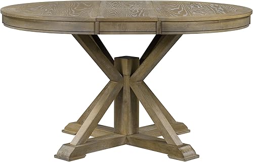 LUMISOL Mesa de comedor redonda para 4 personas, mesa de cocina extensible de 42 a 54 pulgadas con hoja extraíble y base de pedestal, mesas de