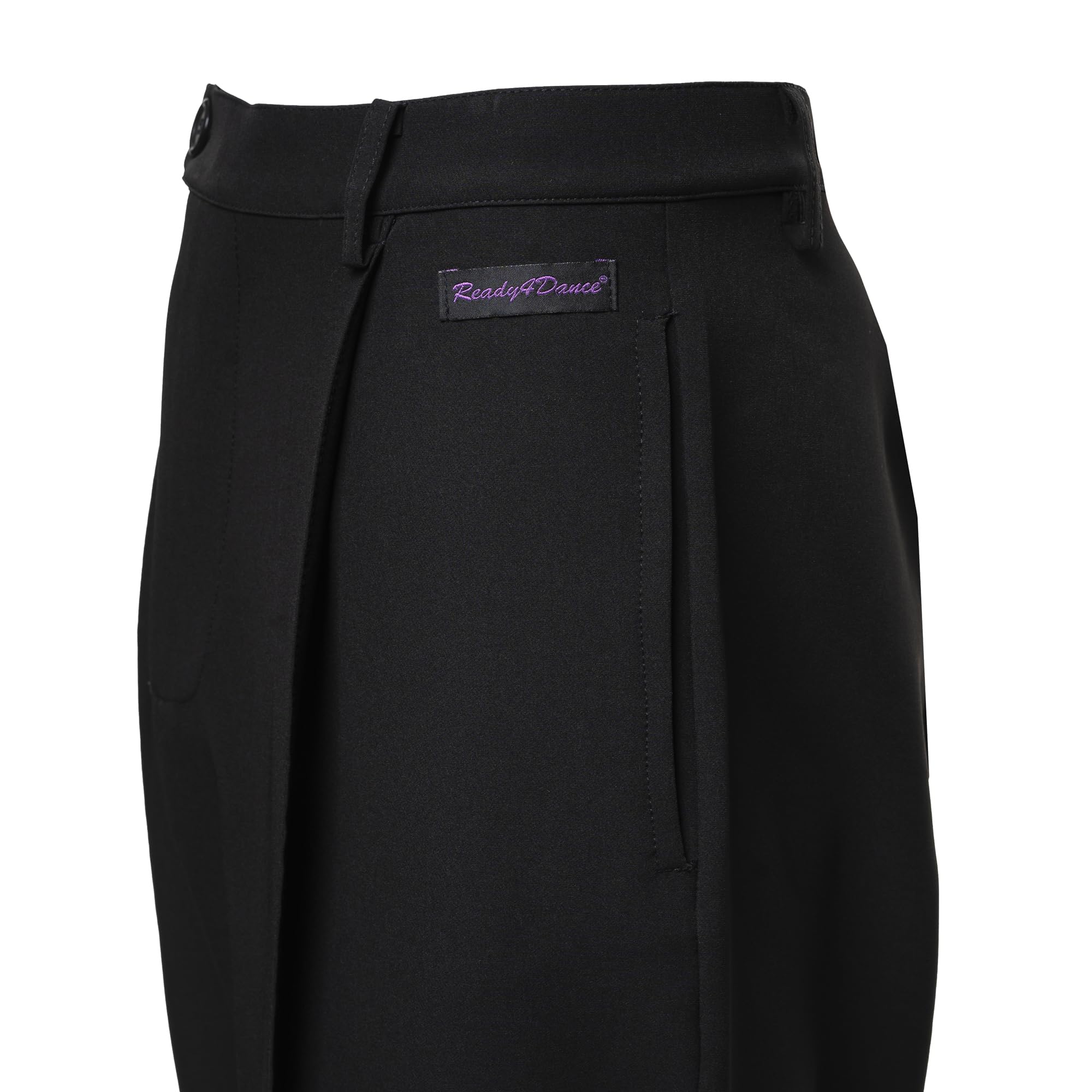 Pantalón de hombre para danza estándar y baile de salón con pliegues delanteros y bolsillos ribeteados