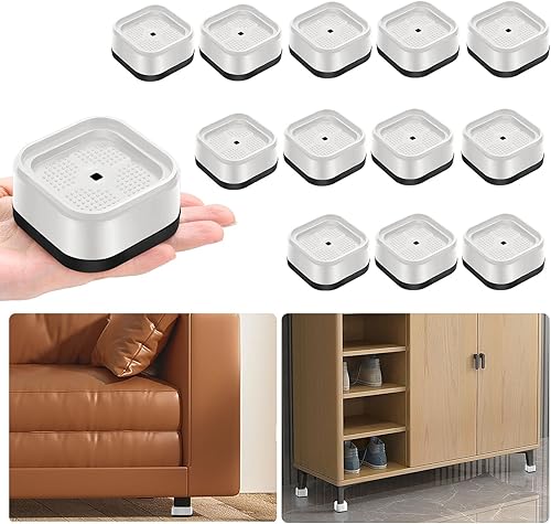 Vista 38 de shouwuhho Paquete de 16 Elevadores de Muebles Ajustables Elevadores de Cama de Servicio Pesado Elevan Altura 1", Elevadores de Cama Cuadrados Negro