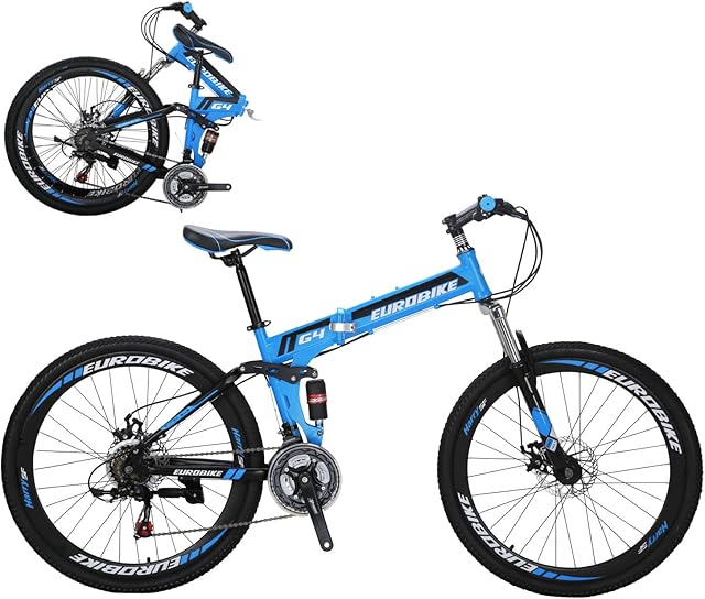 Eurobike JMC G4 Adult Folding Mountain BIke 26 Inch 21 Speedfor Mens and Womens MTB Bicycle