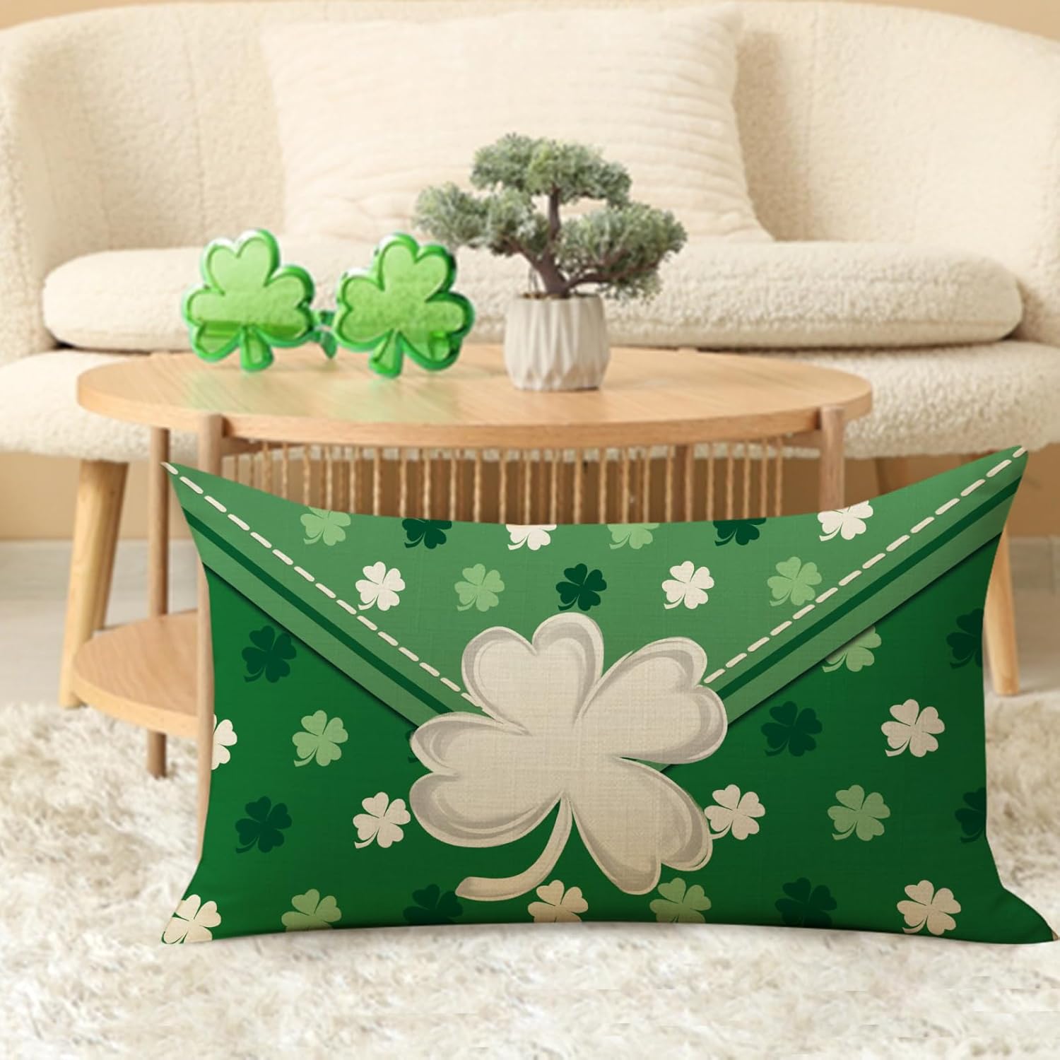 St Patricks Day Letter Lumbar Decorative Throw Pillow Cover 12 x 20, Rectangular Lucky Shamrock Clover Outdoor Home Decor, Irish Spring Sofa Couch Cushion Case - Image 5