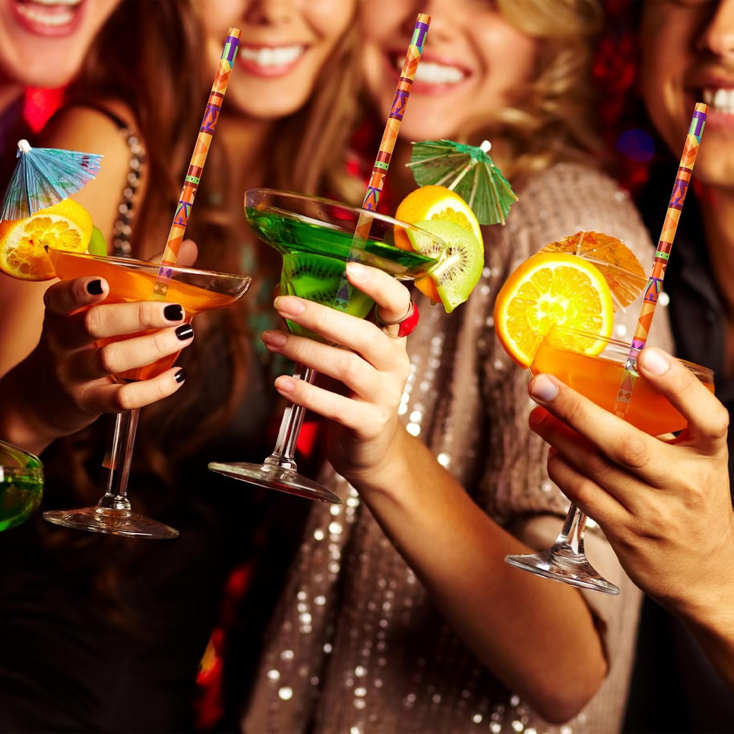 JarThenaAMCS 200Pcs Mexican Fiesta Paper Straws Mexico Cactus Drinking Straws Day of the Dead Colorful Stripe Flag Disposable Straw for Taco Wedding Halloween Supplies - Image 7