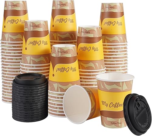 Tamone Paquete de 100 tazas de café de papel de 12 onzas, tazas de café desechables con tapas, tazas de bebida fríacaliente para café, agua, jugo o disponible en Yaxa Peru