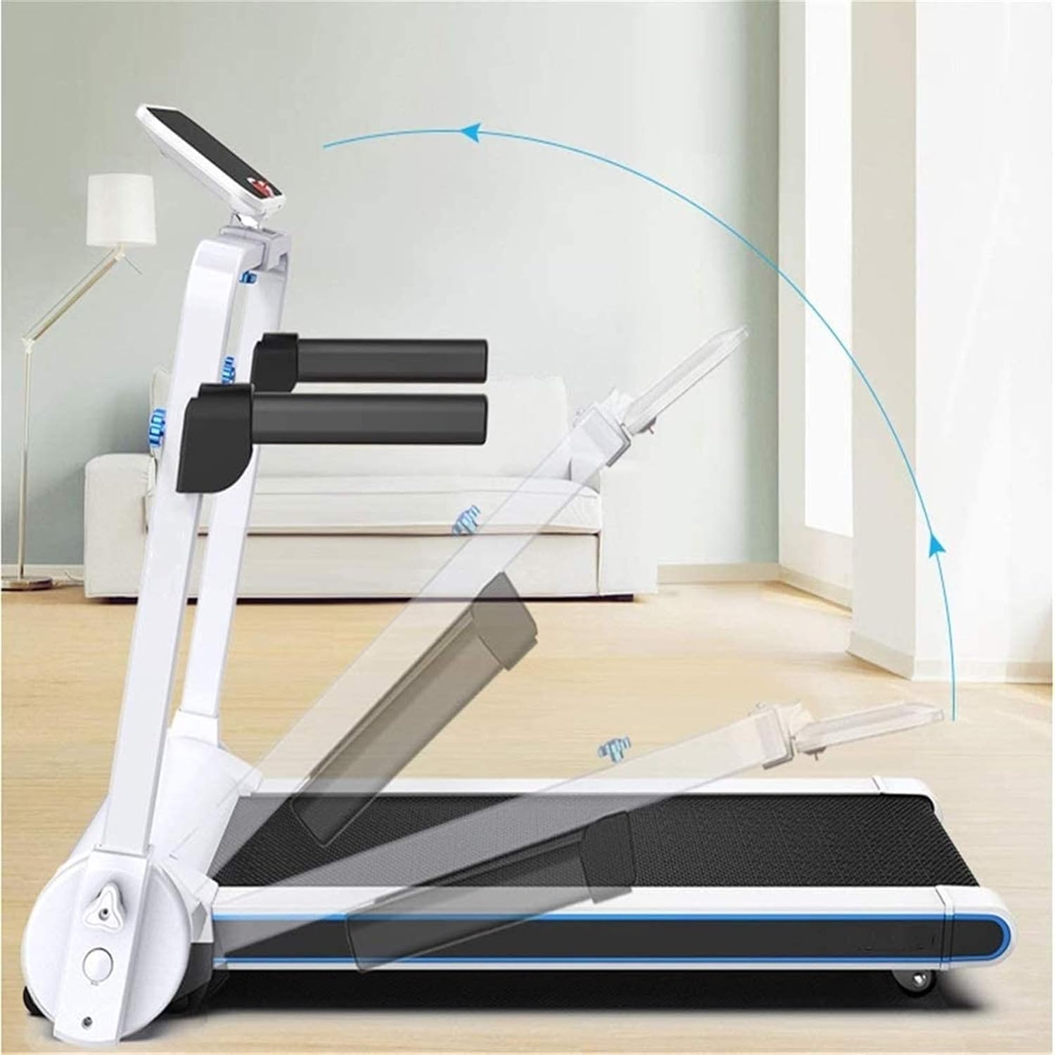 Folding Treadmill Electric Motorized Power Walking Jogging Running Exercise Fitness Machine Trainer Equipment for Home Gym Office Space Saver Easy Assembly