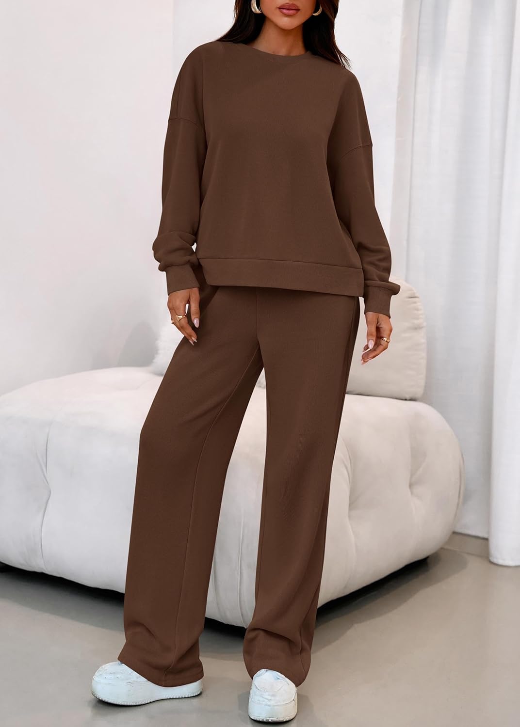 KIRUNDO Spring Fall Sweatsuits Women 2 Piece Outfit Lounge Sets 2026 Matching Airport Travel Sweatshirt Sweatpants Tracksuit - Image 7