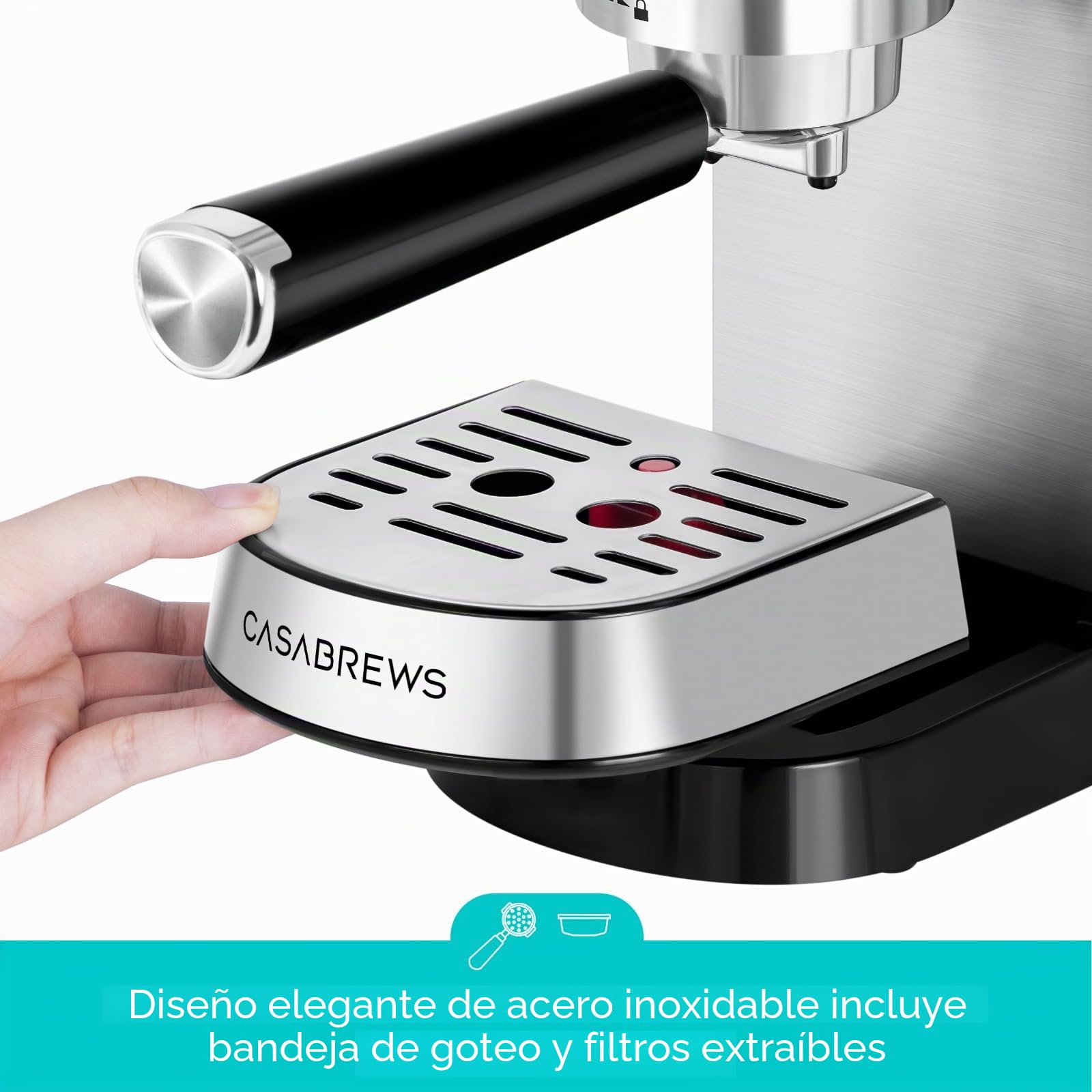 CASABREWS Máquina de café espresso de 20 barras, cafetera profesional con espumador de leche, máquina de café espresso compacta con depósito de agua extraíble de 34 onzas para capuchino, café con