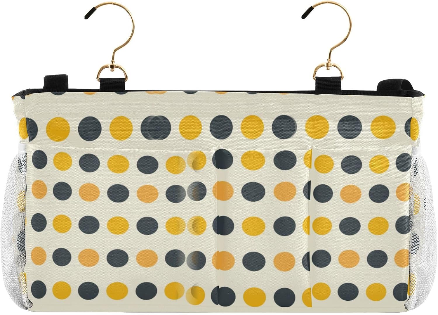 Polka Dot Yellow Black Cream Table Cabinet Storage Organizer Hanging Organizer Bag With Pockets for TV Remote Control, Phones, Magazines, Tablets, Accessories organizador para habitación