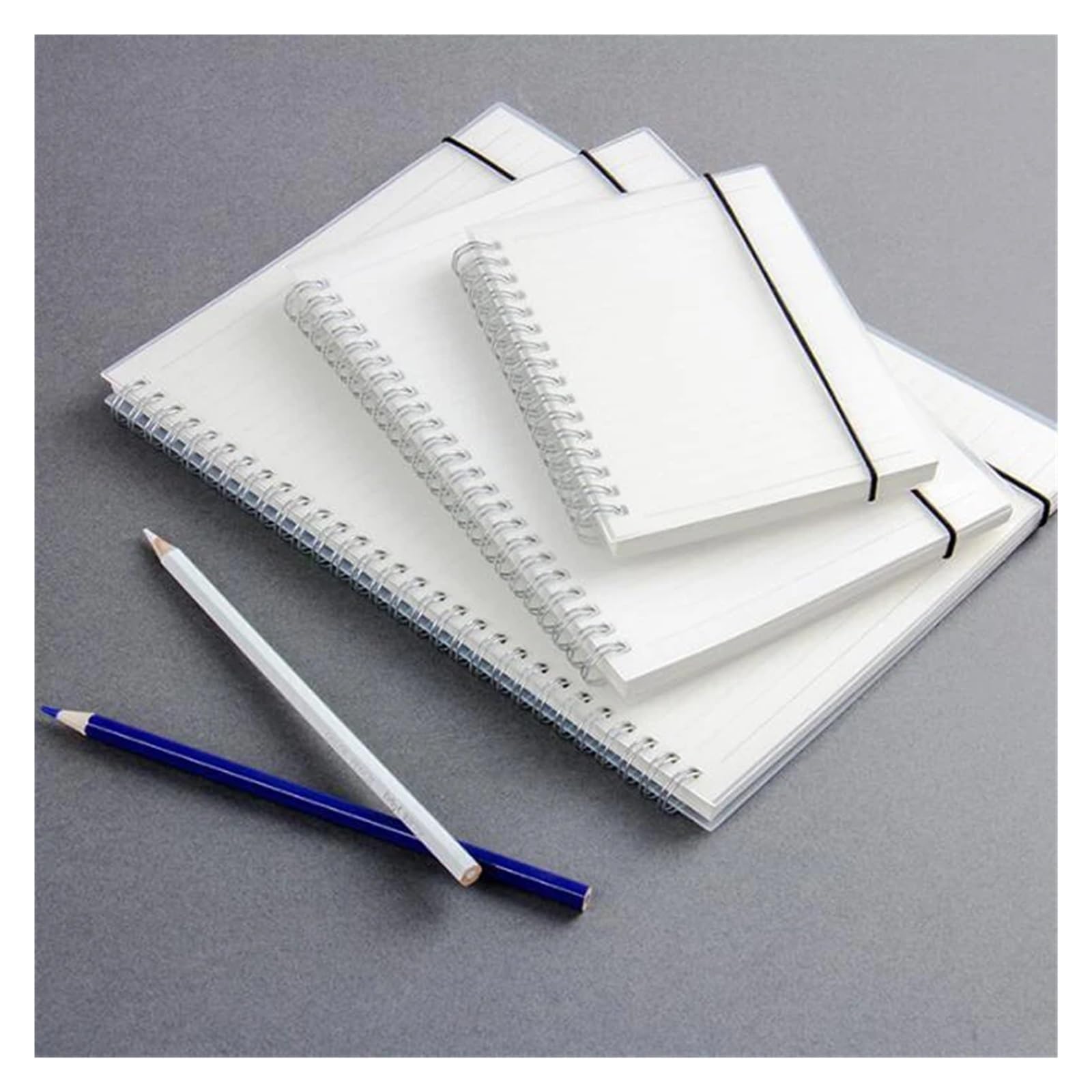 Cuaderno Espiral Cuaderno de notas con correa, libreta, cuaderno, agenda, cuadrícula, puntos, papel blanco transparente, tamaño A4/B5/A5/A6(Grid,A4 21.2x29cm)