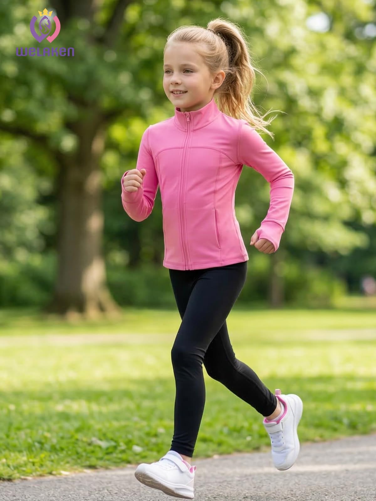 Sportliche Jacke für Mädchen mit Reißverschluss langärmelig leichte Oberbekleidung Taschen