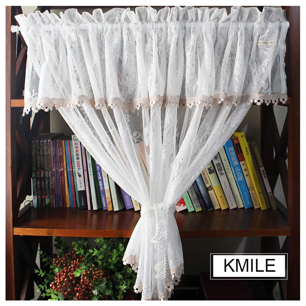 Cortina corta decorativa blanca OKUOKA tipo media cortina para ventanas de cocina y baño