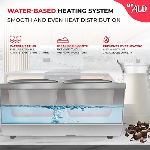 Miniatura 5 de ALDKitchen Olla para derretir chocolate  Derretidor de chocolate con control manual para uso doméstico o panadería  4 tanques para 18 libras (17.6