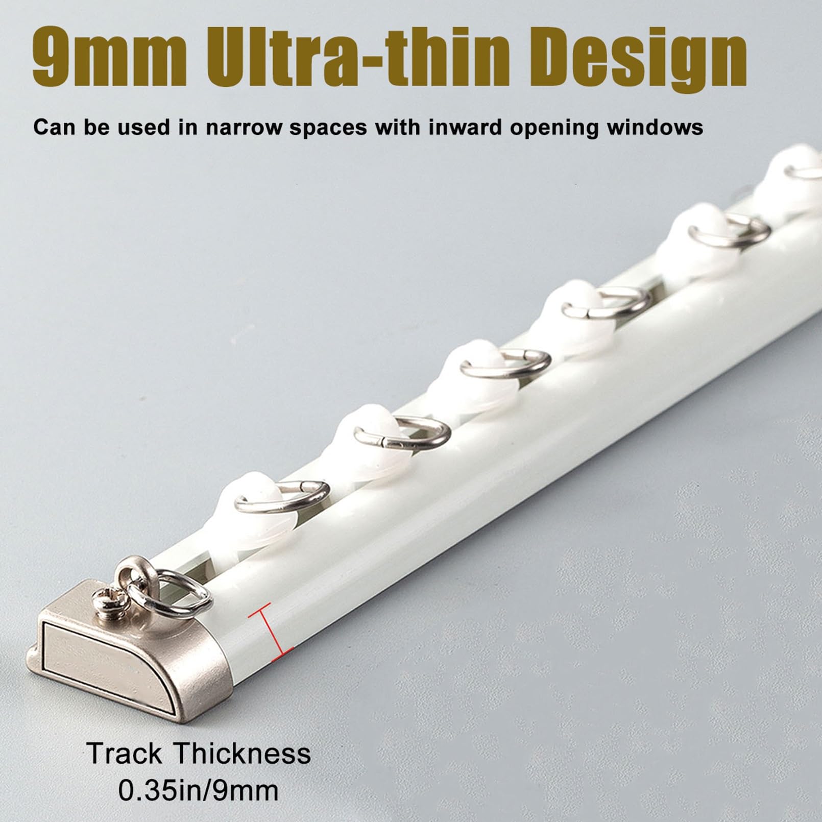 Rail de Plafond Ultra-mince, Rail de Rideau de Plafond ou de Mur Tringle à Rideaux en Aluminium pour Séparateur de Pièce, 1m-6m(B-Ceiling Mount,4.8m(4 * 1.2m))