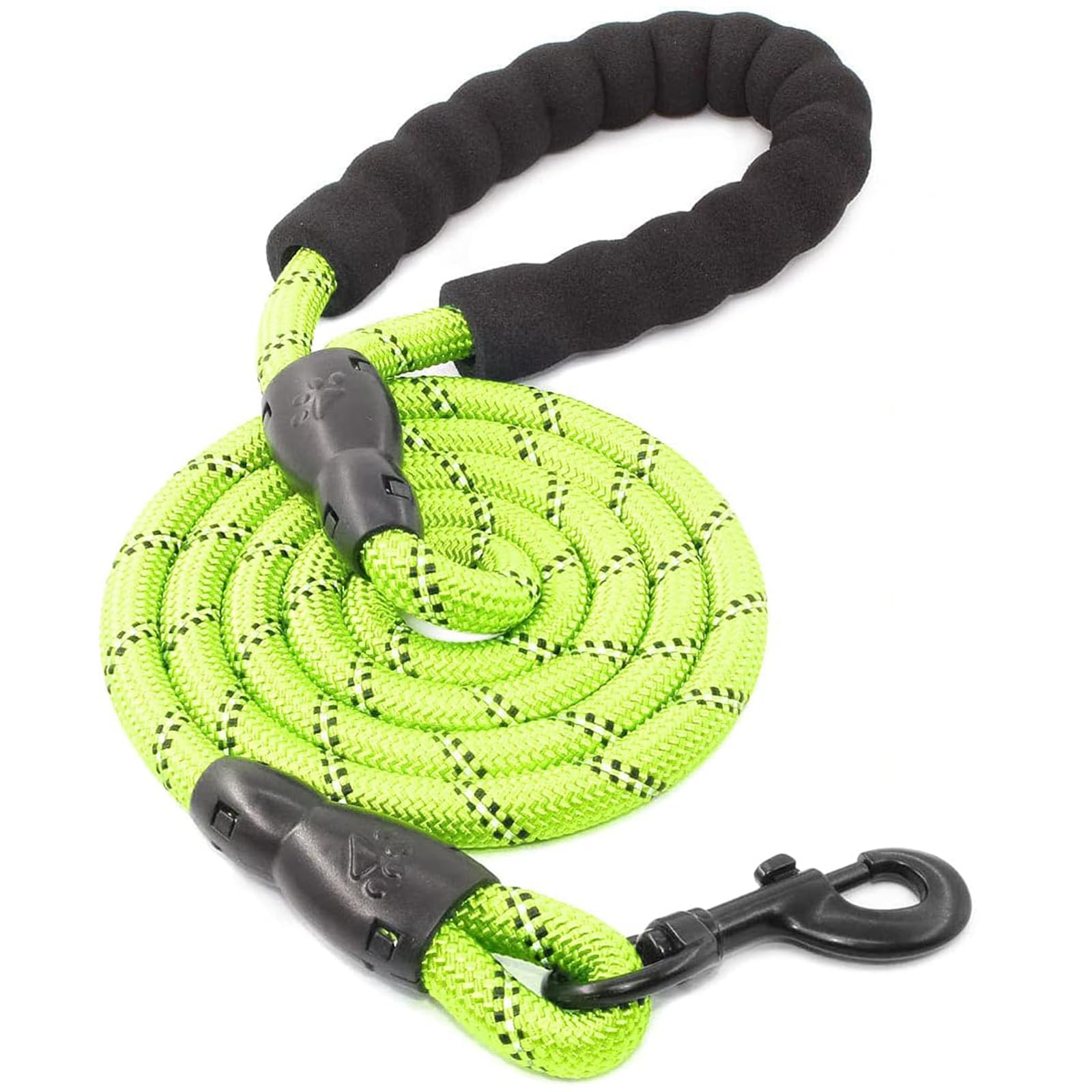 RoiYeel Dog Lead, Comfortable, Padded Carry Handle, Reflective, Nylon, for Training and Walking, Training Lead & Running Lead for Puppies, Small, Medium and Large Dogs (120 x 1 cm), Green