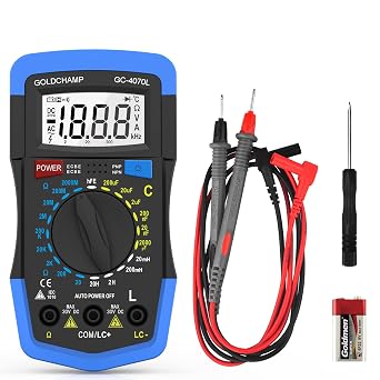 Capacitor Tester 2000pF200uF, Capacitance Meter, 2002000M0 0hm Meter, hFE Test Multimeter with Resistance, Manual Range, Backlight, Auto Power Off, Testing Meter Tool