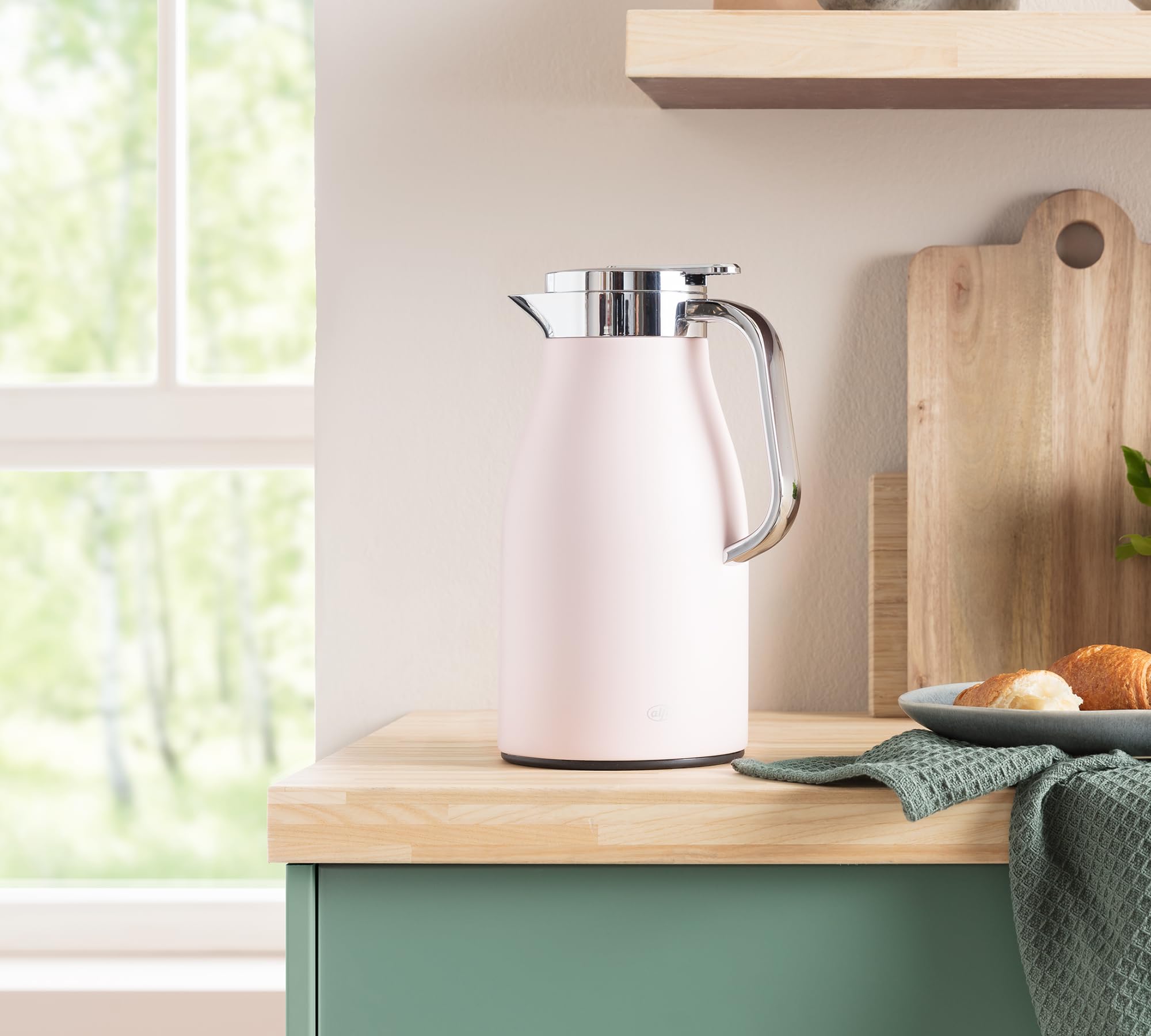 alfi Skyline 1,0 l, boho green, roestvrijstalen theroskan, hygiënisch inzetstuk van gehard glas