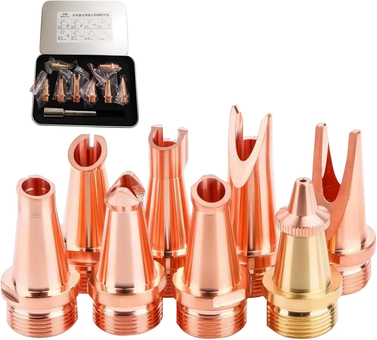 MCWlaser 8 Pcs Laser Welder Nozzle Tip Kit Copper Nozzles with Scale Tube for Portable Laser Welding Gun Laser Welder Head Laser Welding Machine