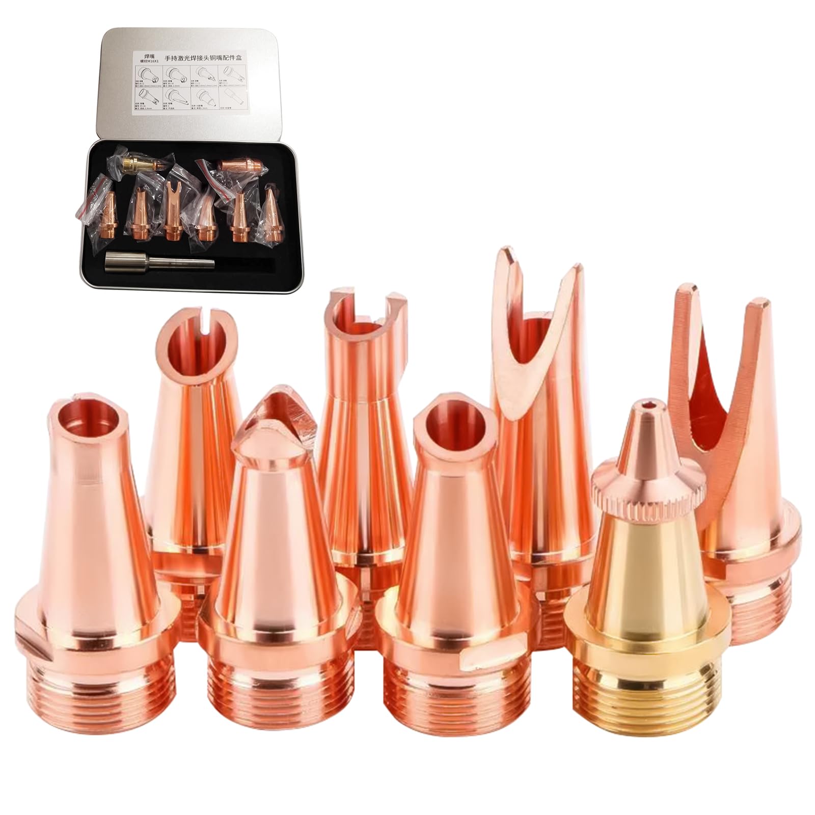 MCWlaser 8 Pcs Laser Welder Nozzle Tip Kit Copper Nozzles with Scale Tube for Portable Laser Welding Gun Laser Welder Head Laser Welding Machine