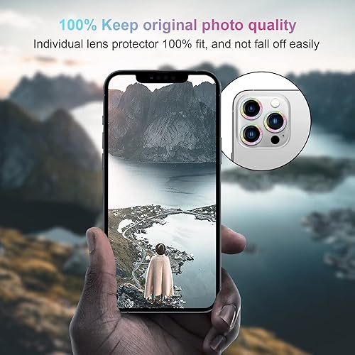 Miniatura 34 de Jeluse [Paquete de 2 protectores de lente de cámara diseñados para iPhone 13 Pro/iPhone 13 Pro Max, protector de pantalla de vidrio templado 9H