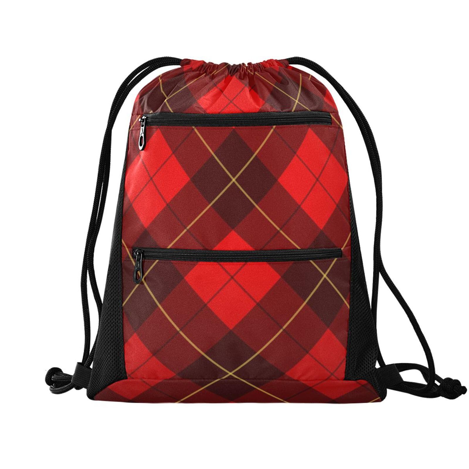 FRODOTGV Wallace Tartan Drawstring Backpack String Bag Outdoor Sackpack Gym Swim Bag with Mesh Pockets — image 1