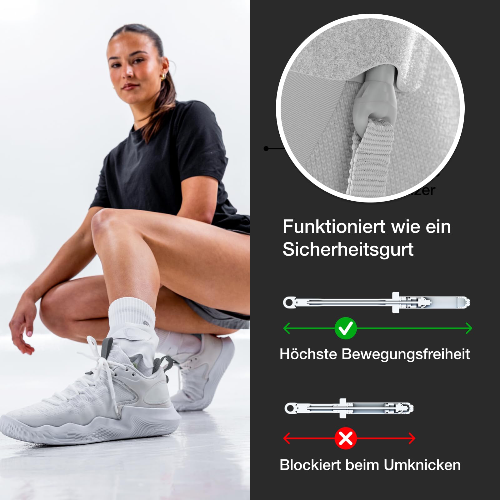 BETTERGUARDS Lite – Tobillera ligera unisex, soporte estable y cómodo, transpirable y sin compresión, ideal para deporte (L, Blanco - Izquireda)