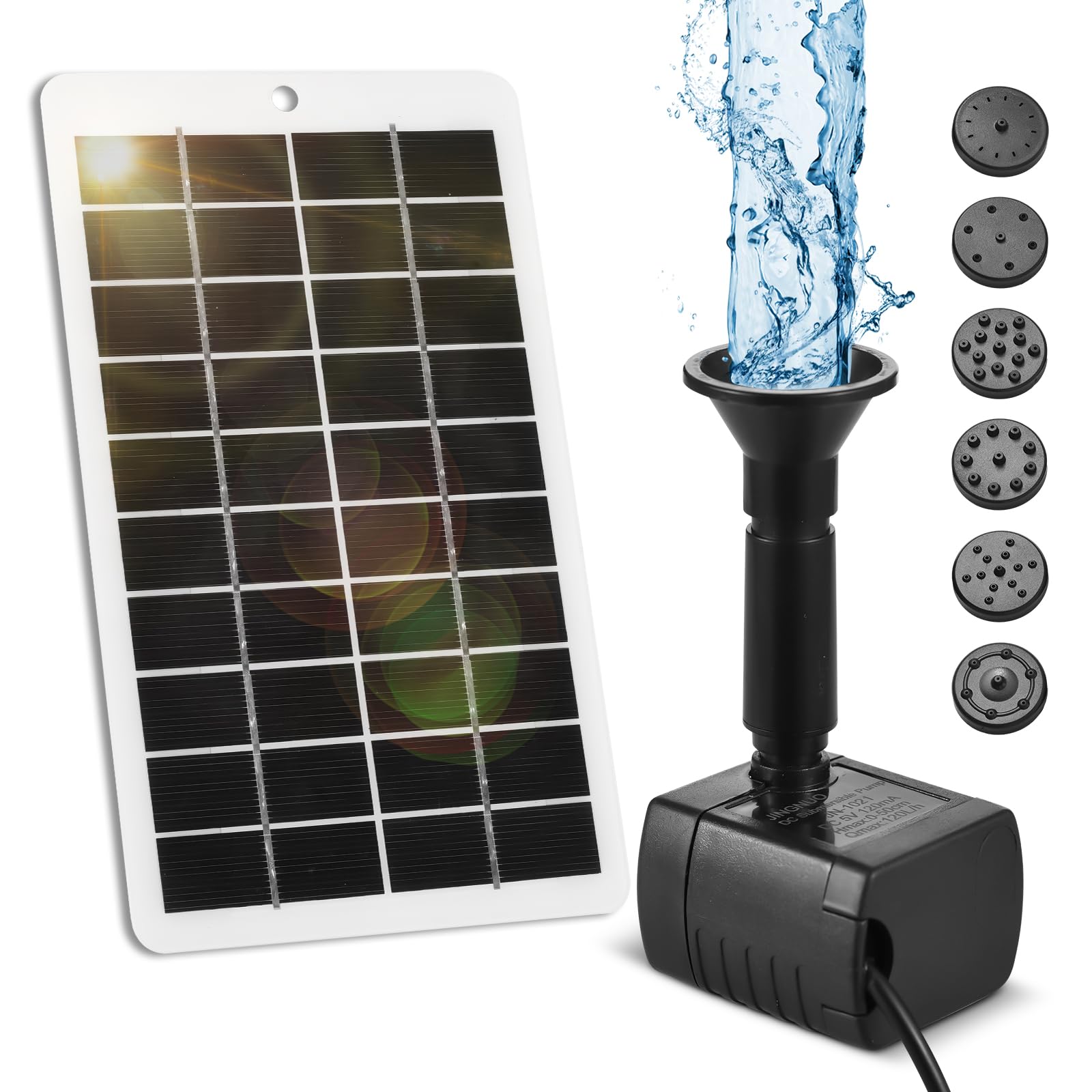 Bomba de agua solar para exteriores de 4W y 5V con caudal de 200 L/H para fuentes