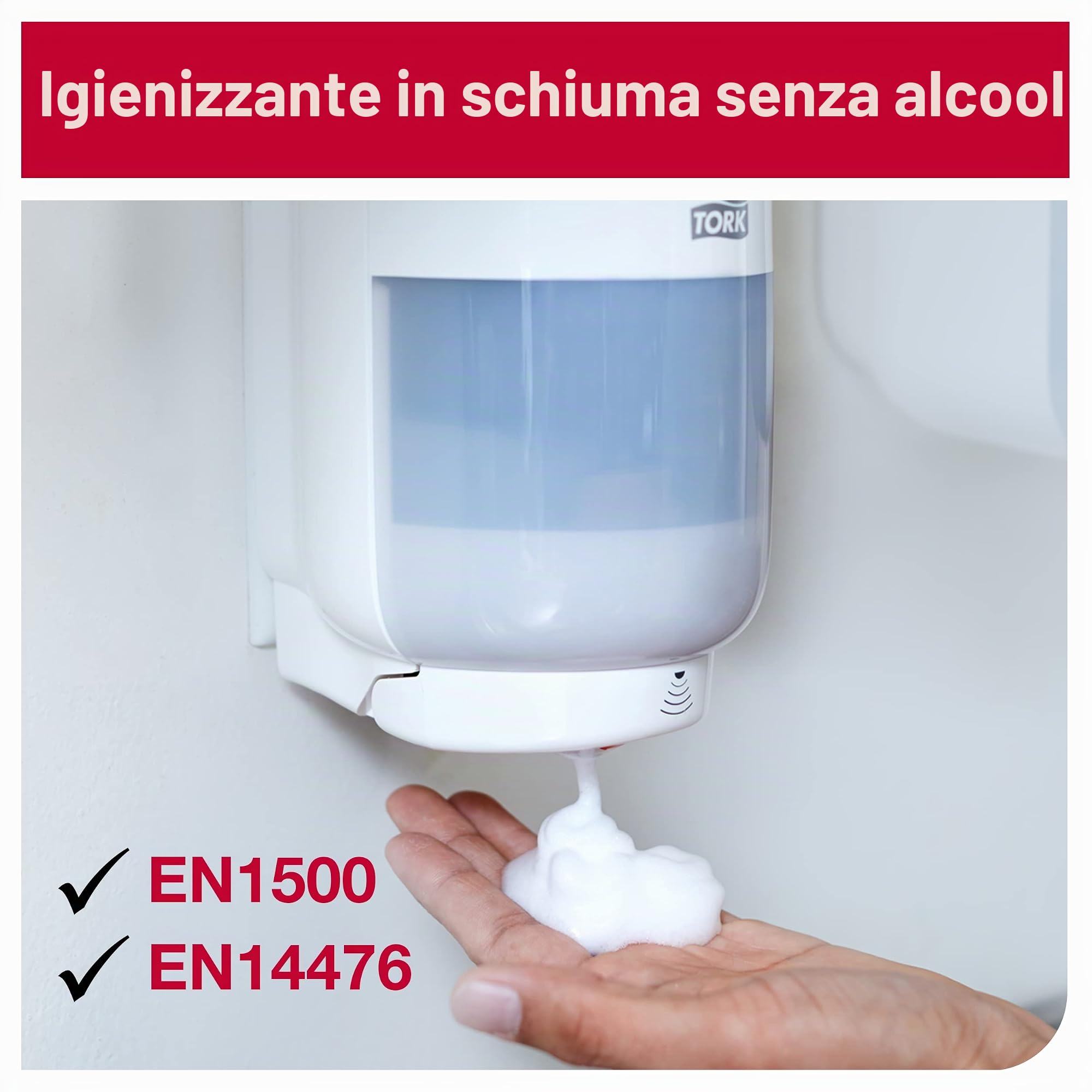 Tork schiuma senza alcool igienizzante mani S4, dermatologicamente testato, 6 × 1.000 ml, 520202