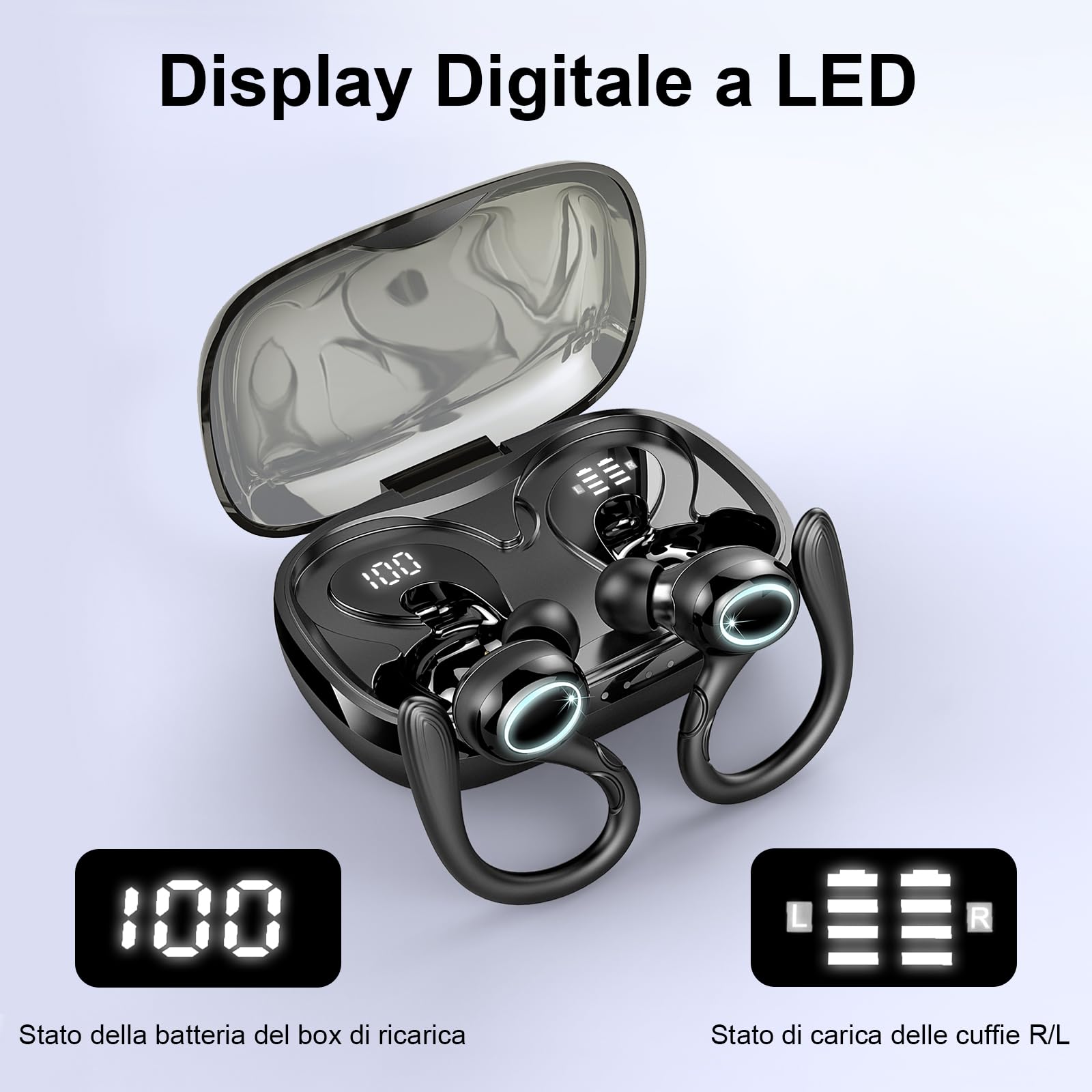 Cuffie Bluetooth Sport, 2025 Auricolari Bluetooth 5.3 con Stereo Hi-Fi, Cuffie Wireless con 4 ENC Cancellazione Rumore Microfono, 48 Ore Impermeabile IP7 Cuffiette, 4g USB-C Cuffie in-Ear Running