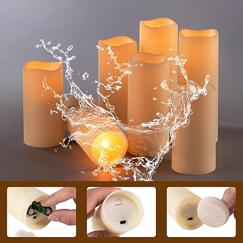 Miniatura 4 de Paquete de 36 velas impermeables sin llama para exteriores, velas LED parpadeantes a pilas con control remoto y temporizador para larternos al aire