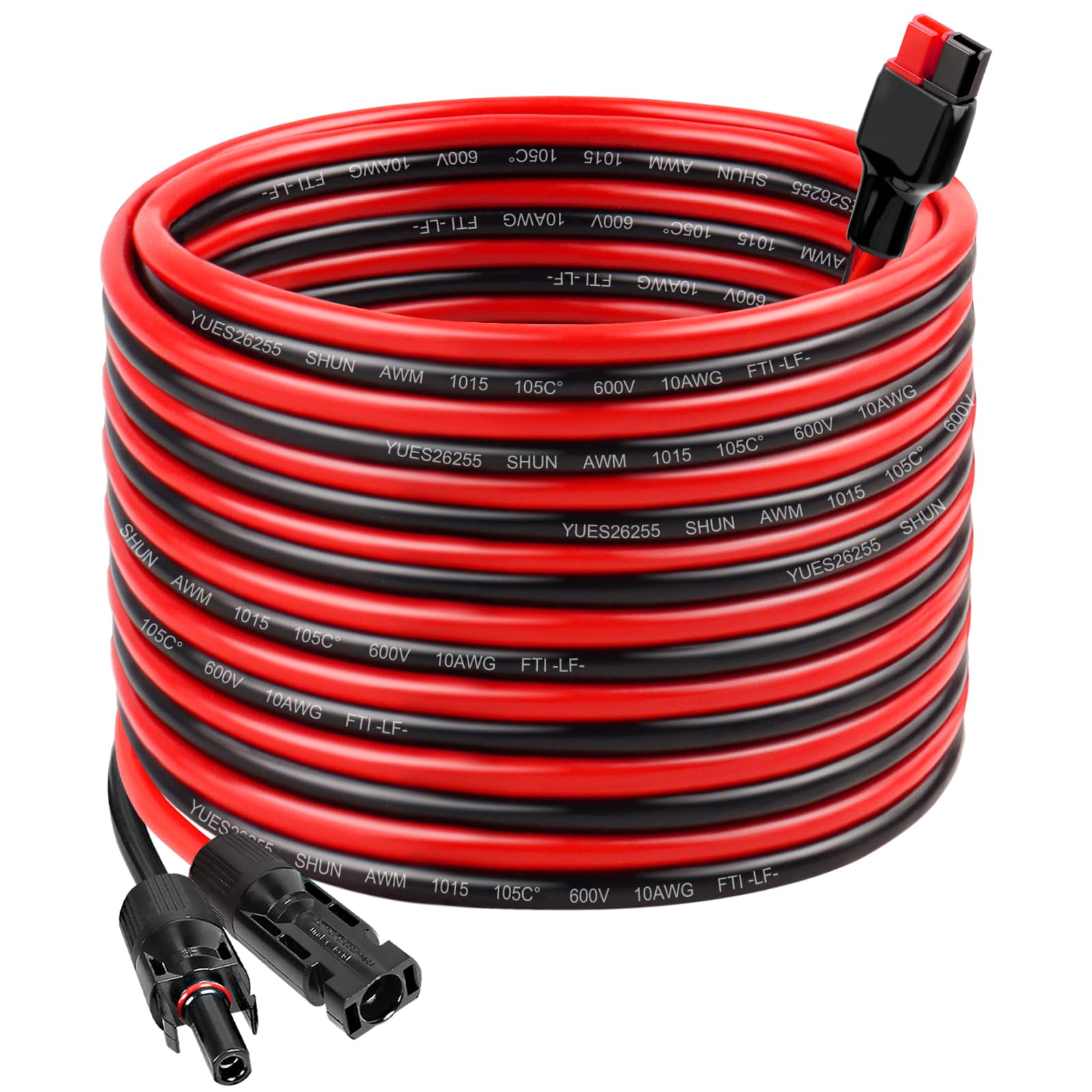 MOOKEERF Cable de panel solar de 10 AWG a conector Anderson, cable de extensión solar de 50 pies con conector estilo Anderson para estación de energía portátil, panel solar, generador solar