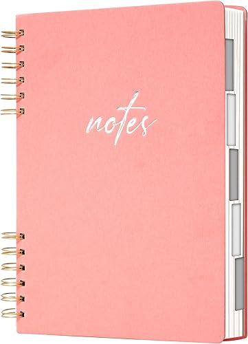 Miniatura 1 de Yoment Cuaderno de espiral con pestañas de 8 x 10 pulgadas, cuaderno de espiral de tapa dura con divisor de 5 asignaturas, cuaderno de espiral