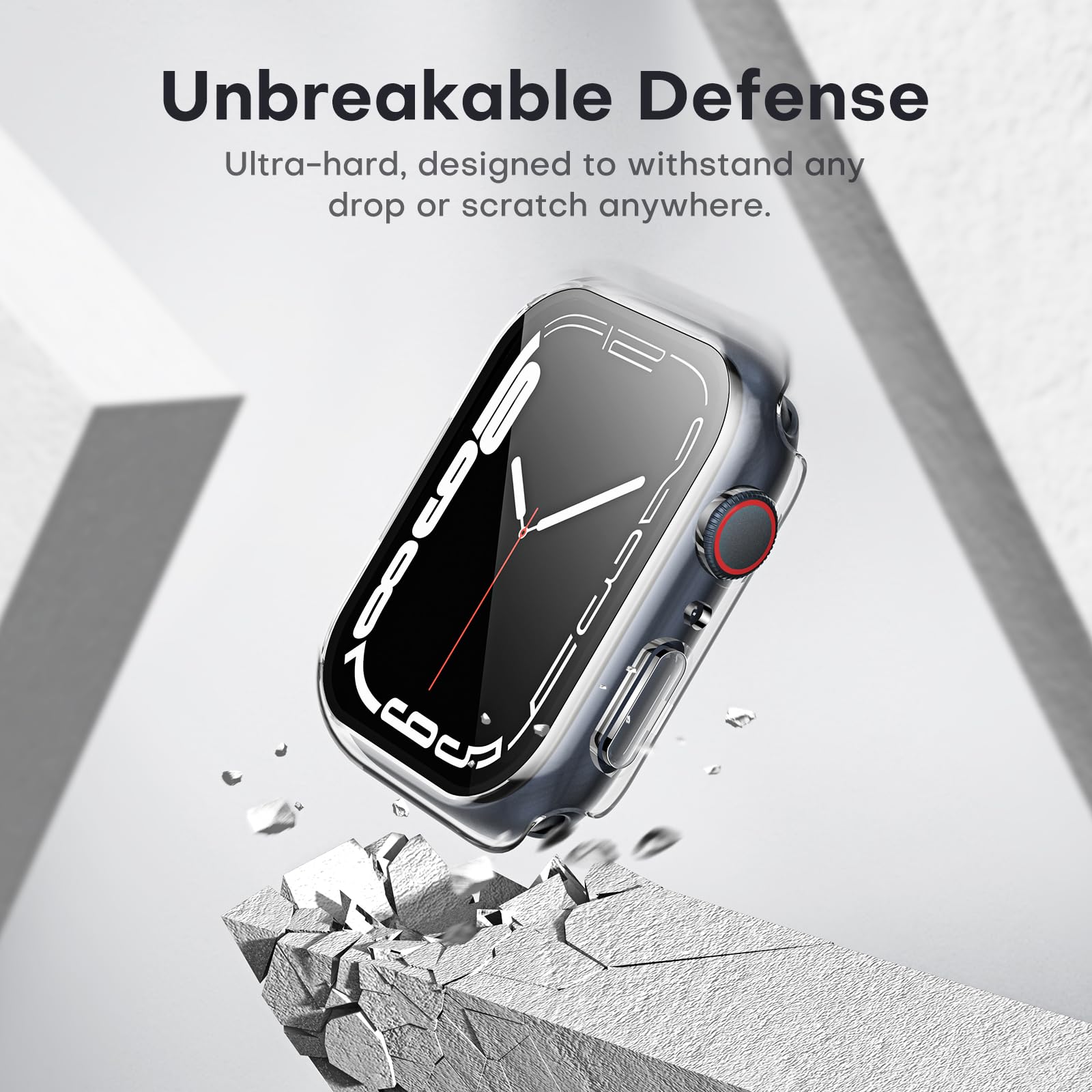 TAURI 2 Pezzi Cover per Apple Watch 9 41mm e Cover per Apple Watch 7 41mm e 8 41mm con 9H in Vetro Temperato,[Tocco Sensibile][HD Clear] Sottile Rigida Custodia per Apple Watch 9/8/7 41mm-Trasparente