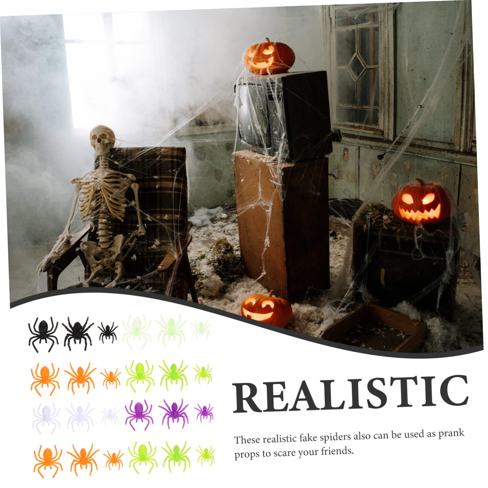 VICASKY 800pezzi Spiders Realistici per Decorazioni Halloween Giocattoli per Scherzi e Ragnatele e Accessori per Party Halloween