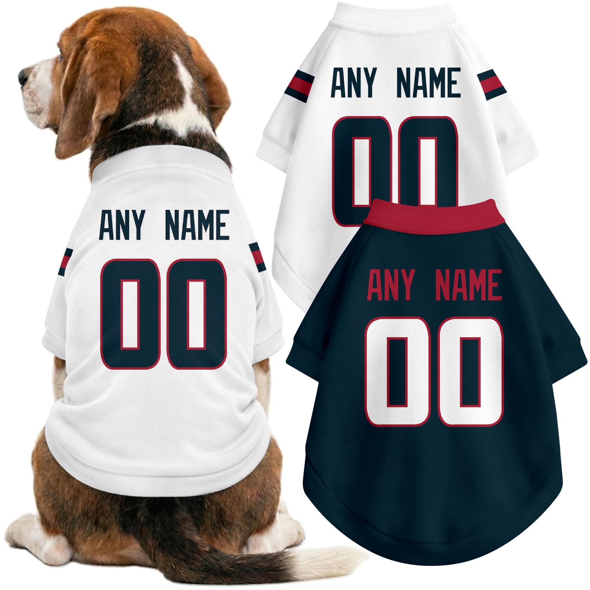 Houston Dog Clothes Jersey Style Custom Pet T Shirt with Personalized Name Number for Small Medium Large Dogs