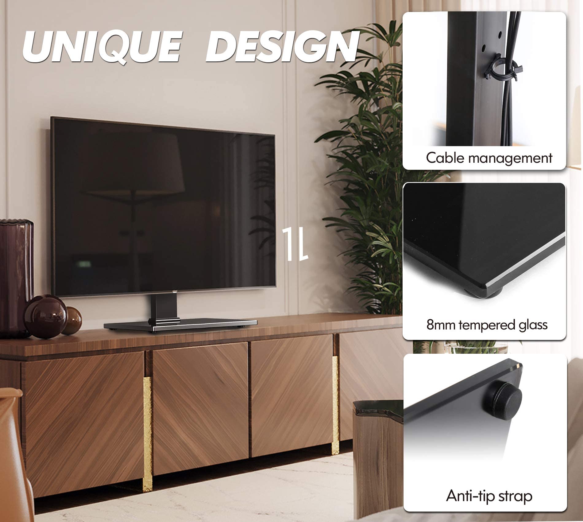 FITUEYES Swivel Universal TV Stand Tabletop TV Base for 1939 inch LCD