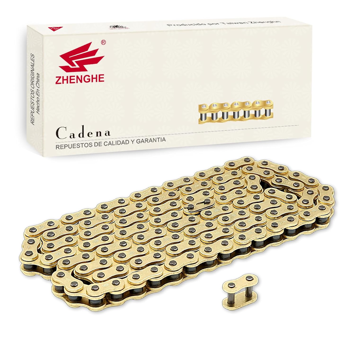 520 Gold Motorcycle Chain 120 Links with Connecting Master Link 520H Heavy Duty Drive Bike Roller Chain for 250cc 300cc Series DRZ250 RMZ250 KX250 KX450F CRF250R CRF450R YZ250F
