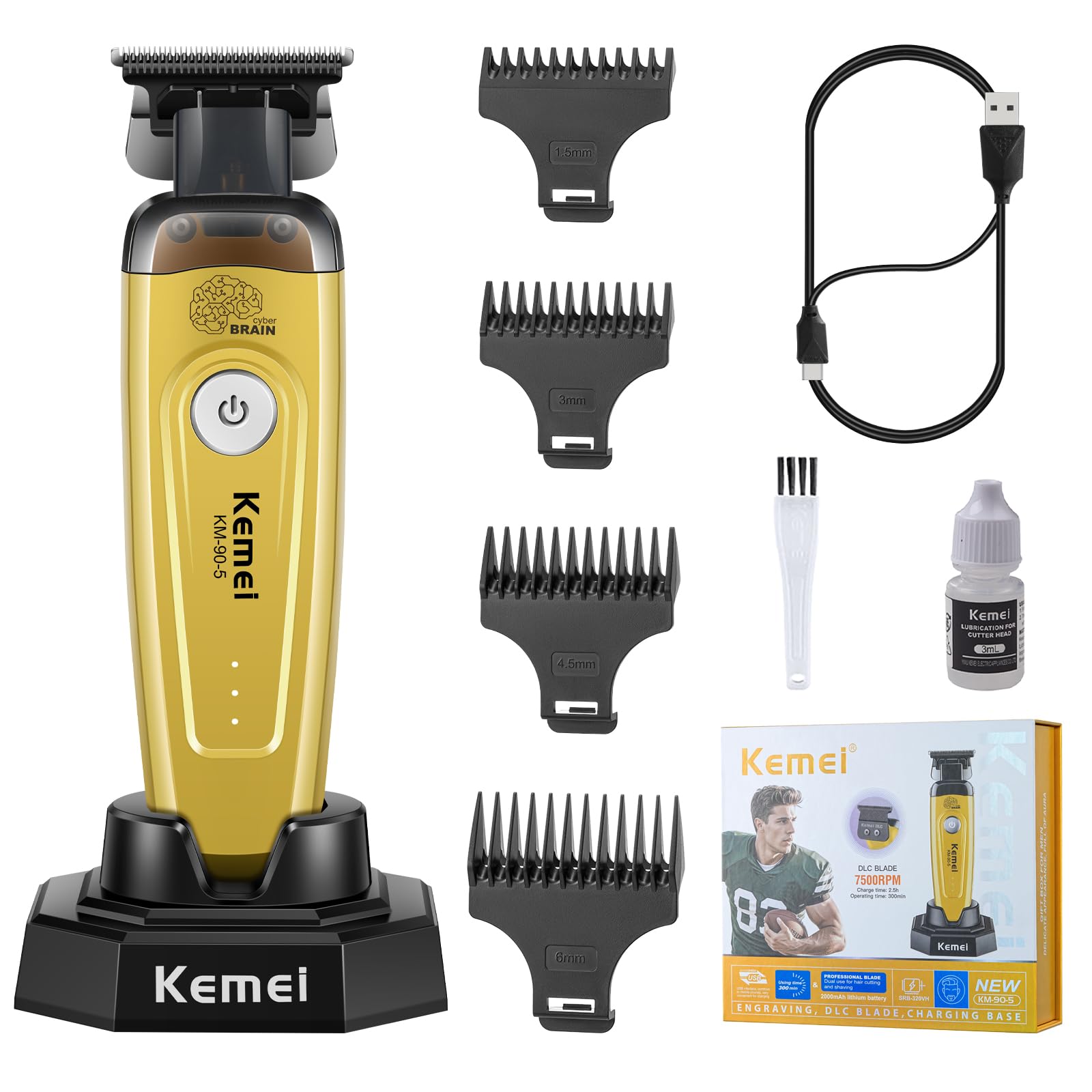 KEMEI 90-5 Trimmer senza fili per capelli e barba Zero Gap Trimmer per barbieri