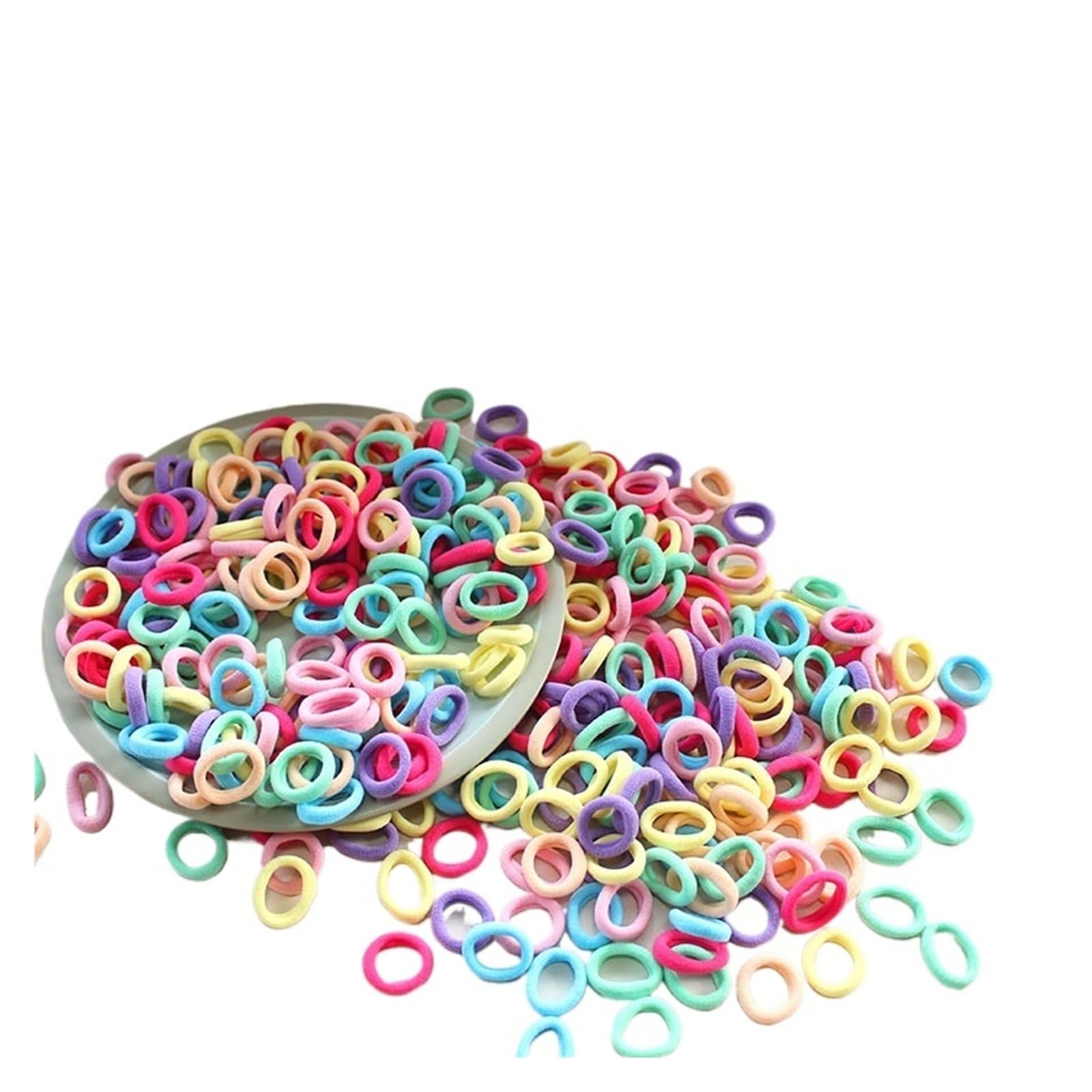 100/300/500 lazos elásticos de nailon coloridos for el pelo(C065-style15,500pcs)