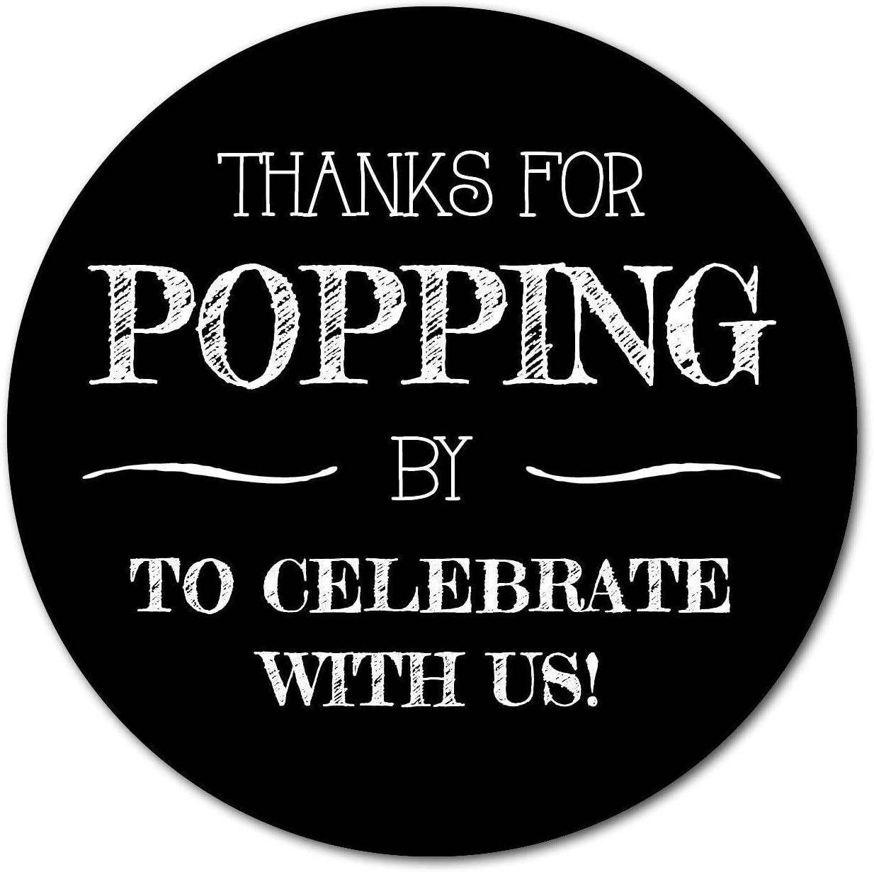 36 2.5-inch Popcorn Stickers - Thanks for Popping By to Celebrate Labels