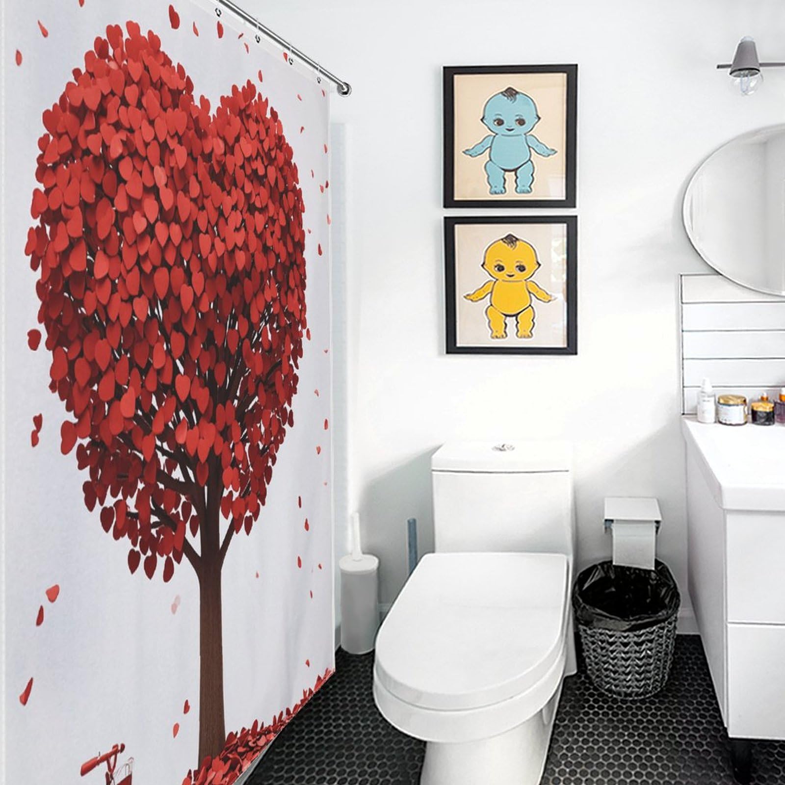 Rideau de douche en tissu imperméable 183 x 183 cm pour décoration salle de bain rétro vintage