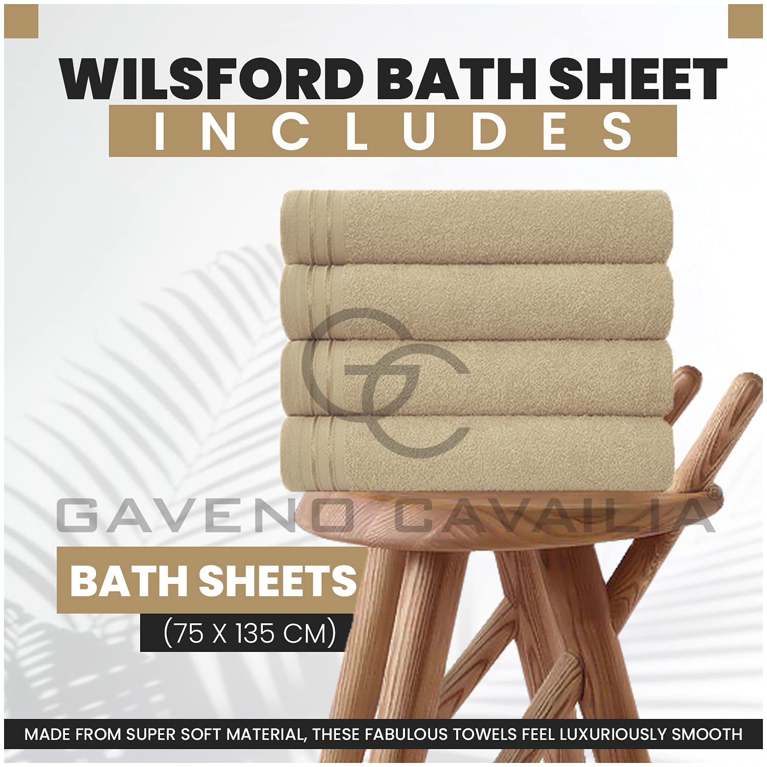 GC GAVENO CAVAILIA Lot de 4 Grandes Serviettes de Bain en Coton égyptien très absorbantes, très Douces, à séchage Rapide, 450 g/m², lavables, 75 x 135 cm