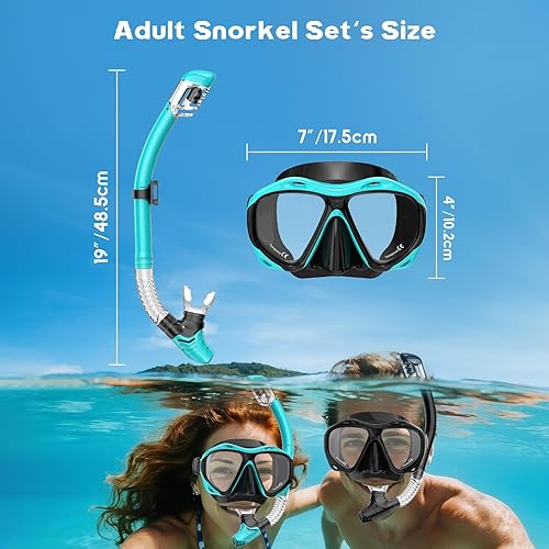 Miniatura 4 de Equipo de esnórquel para adultos, juego de máscara de esnórquel con parte superior seca, máscara de buceo, gafas de natación con cubierta de nariz