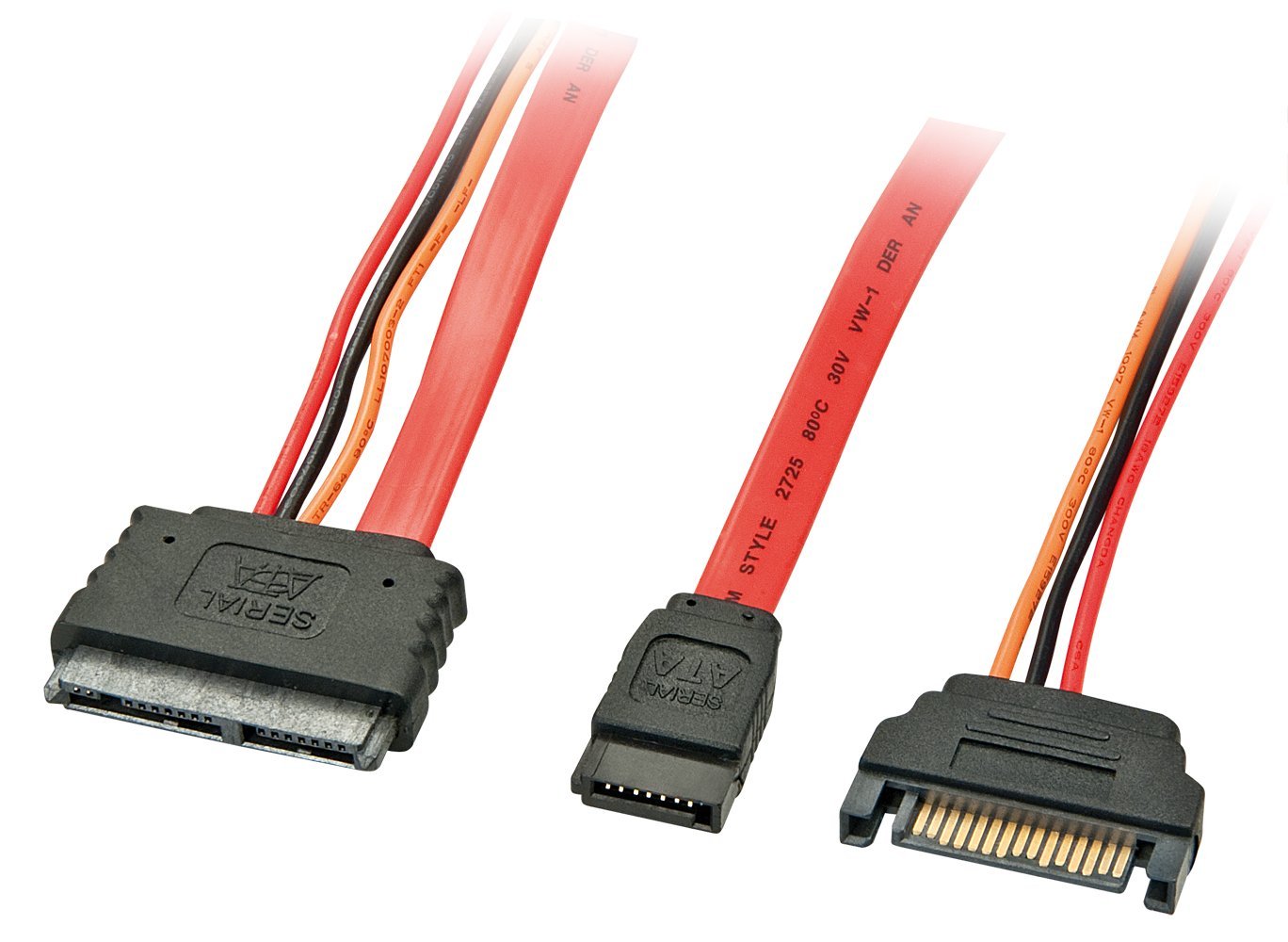 Lindy 33636 Cavo Interno Micro SATA e Alimentazione, 0.3 mt, Nero/Rosso