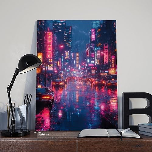 Miniatura 8 de XAHOR Retro Futuristic Neon Cityscape Wall Art  Cyberpunk Home Decor Print Canvas Wall Art Print Poster For Home School Office Decor
