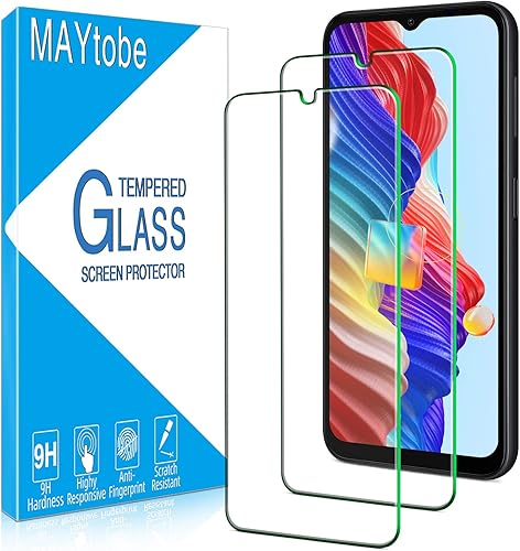 MAYtobe Paquete de 2 protectores de pantalla diseñados para Samsung Galaxy A14 5G, vidrio templado, compatible con fundas, sin burbujas, fácil de