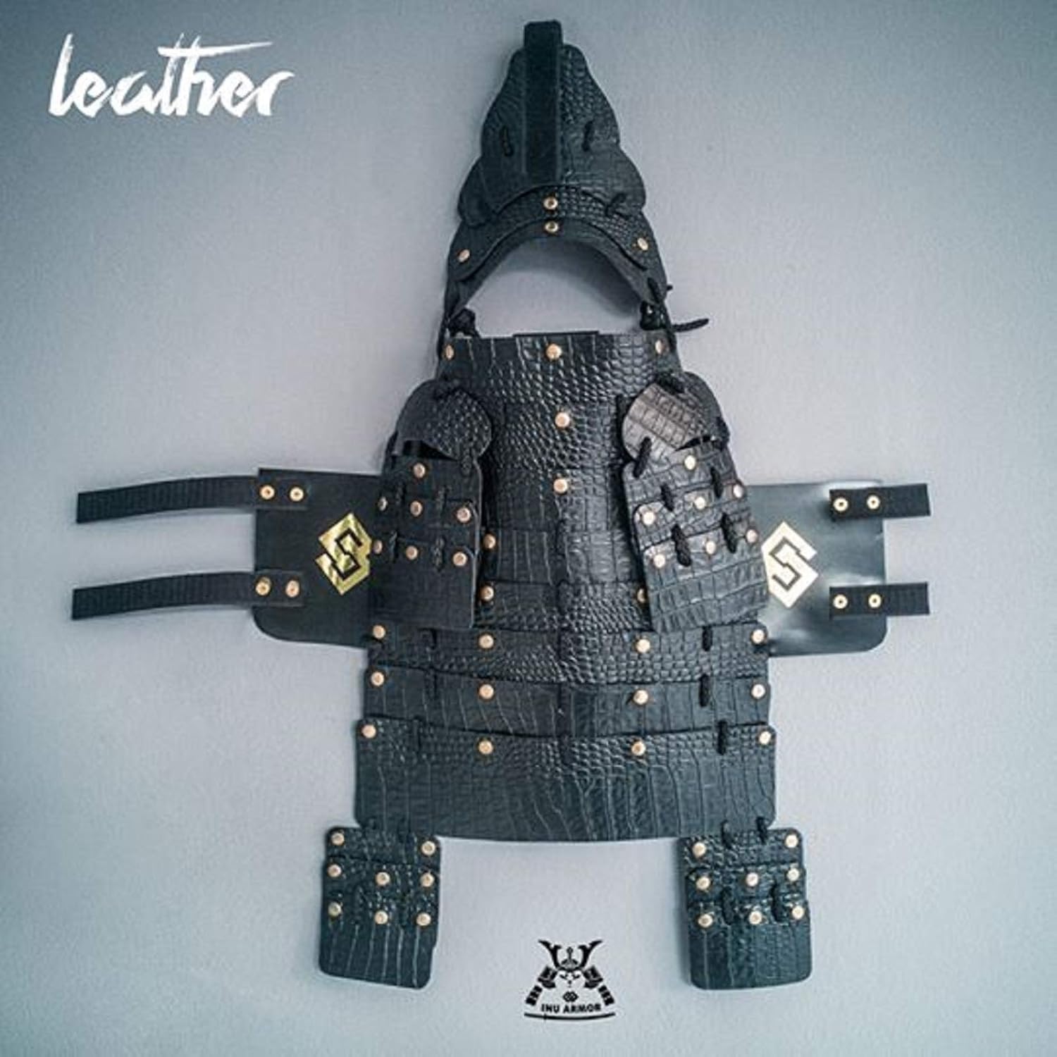 HOT! Made-to-Order Japanese Style Handmade Dog Costumes Samurai Armor for Dog Fashion Cosplay for Medium Dog Made from Genuine Leather (M, Black)